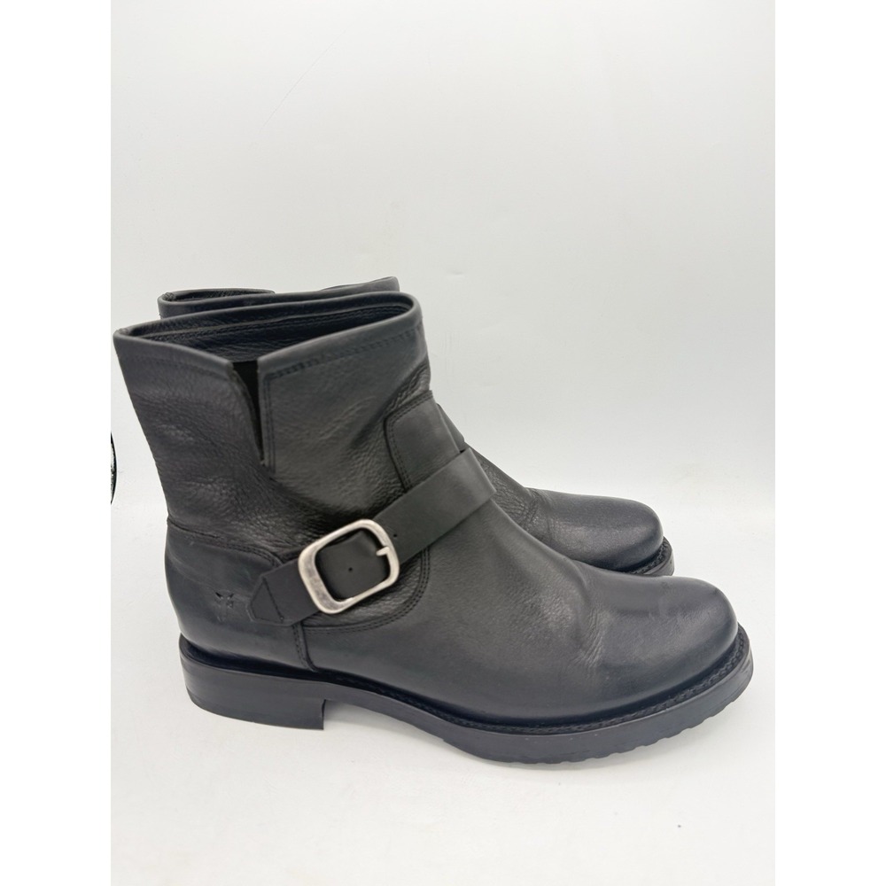 Frye Veronica Bootie Black Leather Womens Size 8.5 Moto Buckle Boots